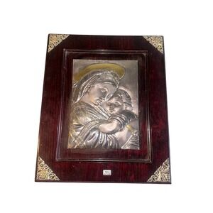 MOD Oggetti D'Arte‎ Madonna & Child Silver Plated Religious Wall Art Decor